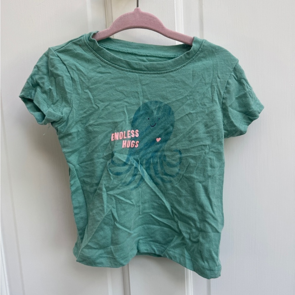 Okie Dokie 18M Girls Green Short Sleeve Tee Shirt Blouse Endless Hugs